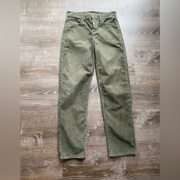 American Eagle Corduroy olive green pants 90’s straight, Size 4, great condition - Picture 1 of 6